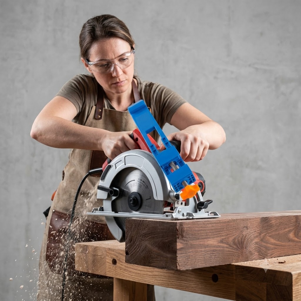Woodworking Electric Saw - 耐久性のあるABS電動丸鋸、調整可能なガイド付きの頑丈な精密切断工具、プロ仕様の木工機器