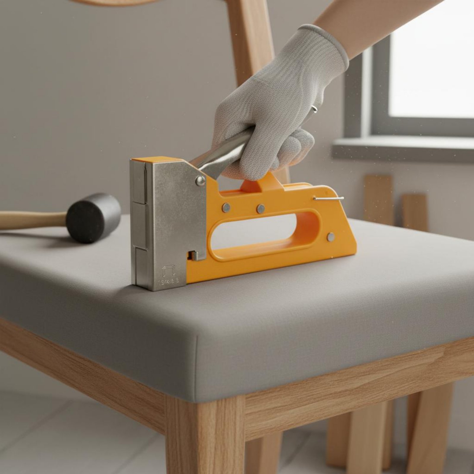 Woodworking Easy Projects - U字型ステープル イージーグリップハンドル 手動ステープル 家具用ステープラー ジャム防止ハンドツール 木工、DIYプロジェクト用