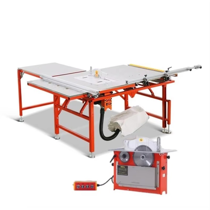 Woodworking Machinery - 【特殊仕様】ポータブル折りたたみ式テーブルソー機械、木工および切断用コアモーター付き円形水平スライドパネル