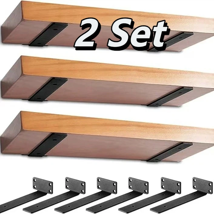 Woodworking Ebook - 2セットの頑丈なフローティングシェルフブラケット、拡張ネジ付き、壁掛け棚サポート、書籍、植物、スピーカー、装飾ブラケット用