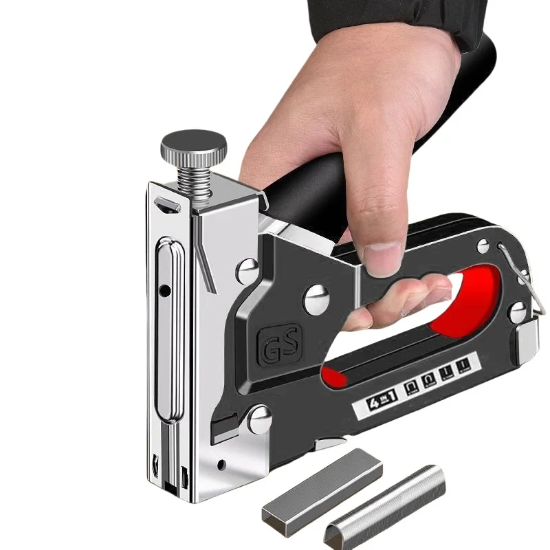 Woodworking Ebook - 4in1手動釘打ち機、建築用ステープラー、エアネイル、木工用特殊ステープル、家庭用DIY、800個のステープル付き WORLDKPI