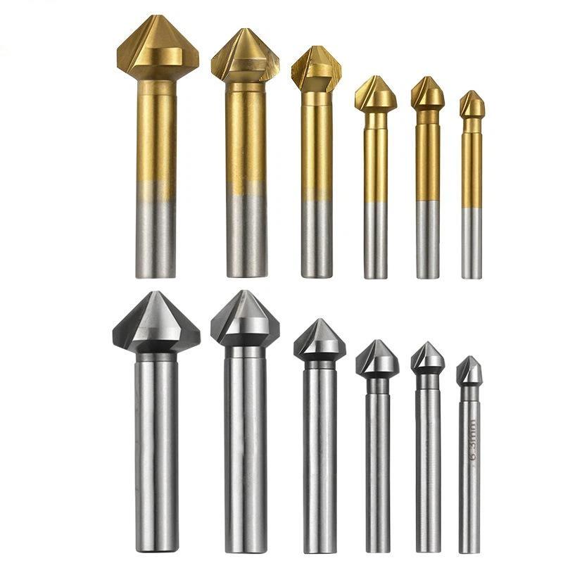 Woodworking Drill Bits - 面取りエンドミルカッター 3枚刃 丸シャンク 90度 HSS カウンターシンク