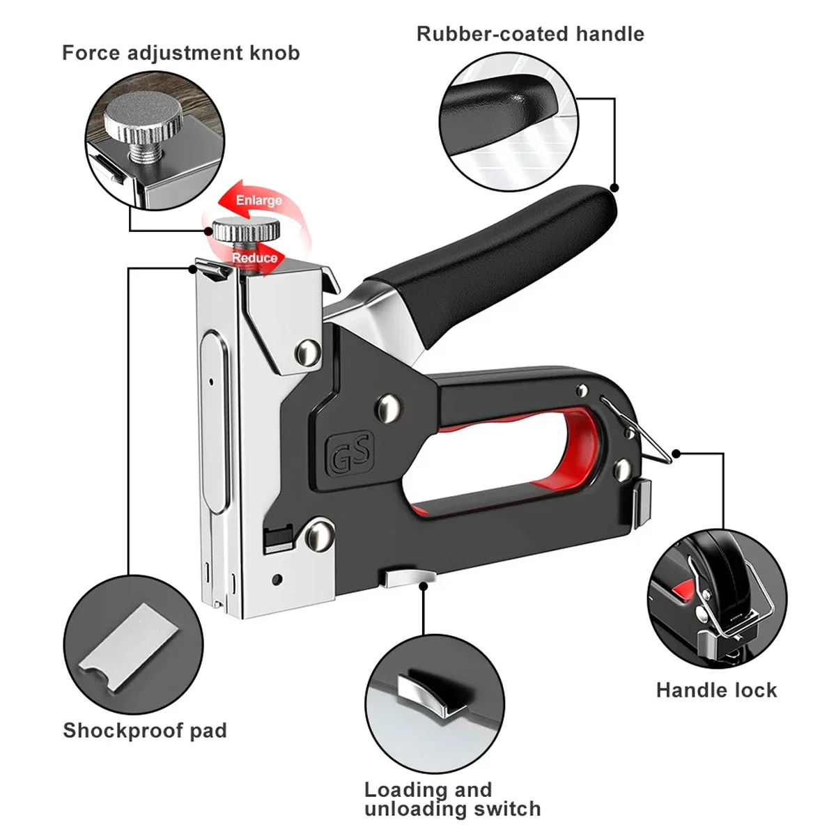 4 in 1 手動釘打ち機 建築用ステープラー エアネイル  - Woodworking Ebook のレビューと価格