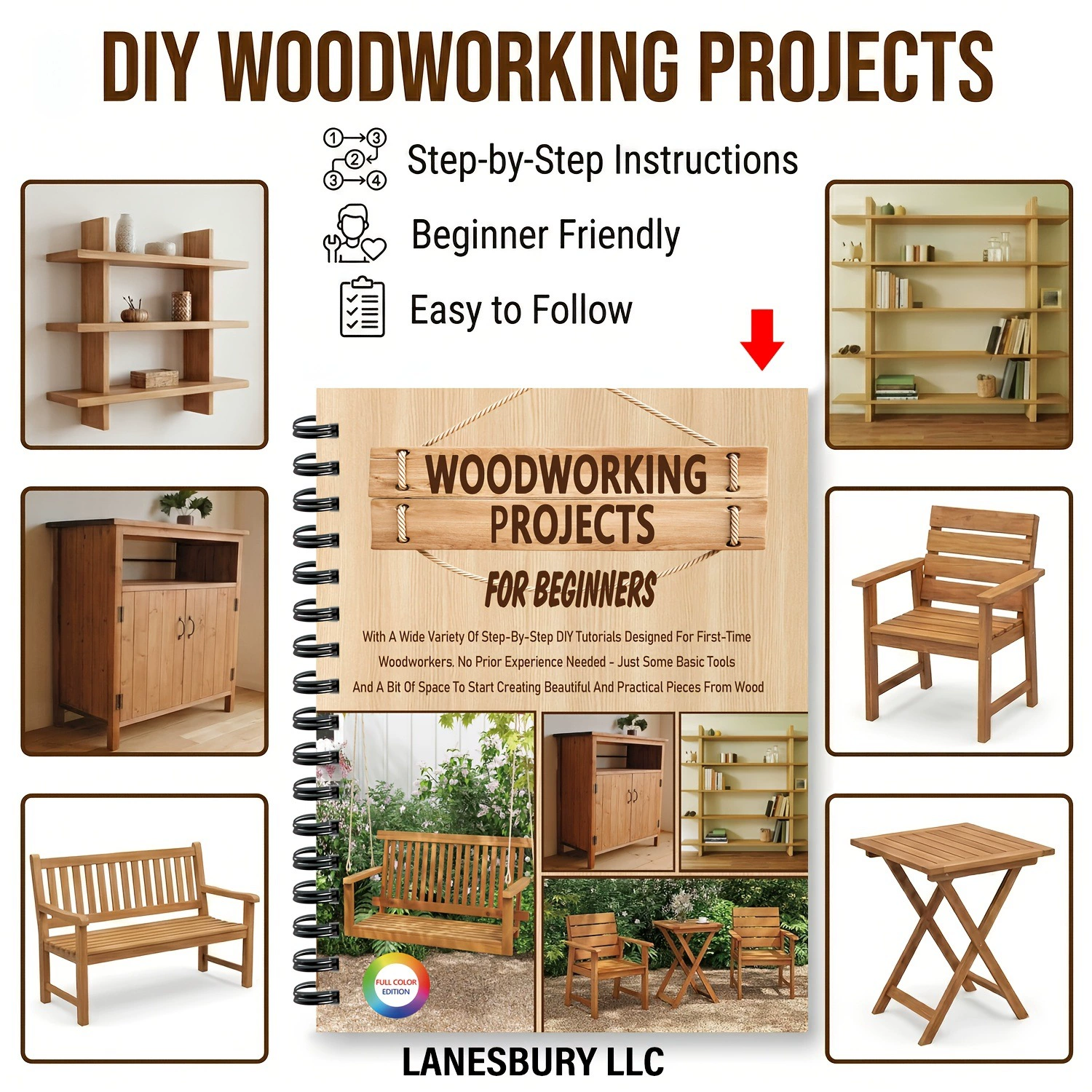 初心者のための木工プロジェクトブック シンプルで実践的なプロ - Woodworking Ebook のレビューと価格