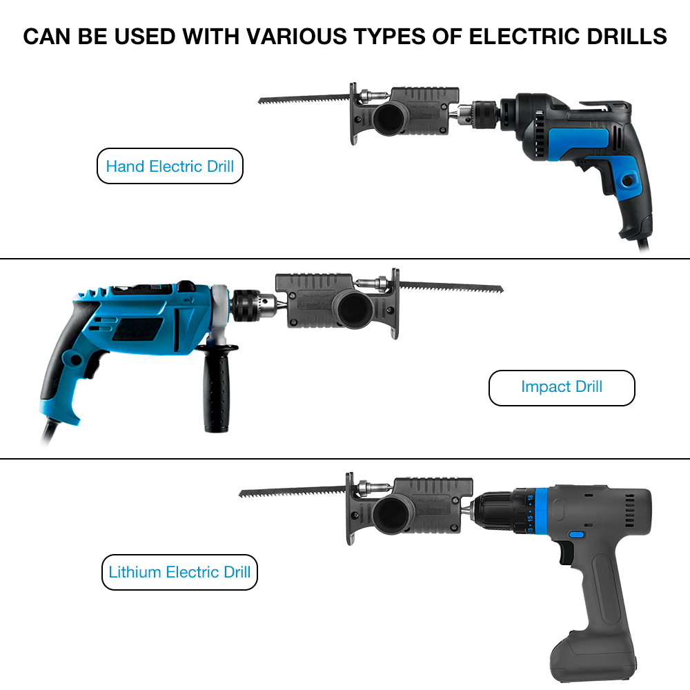 ポータブルレシプロソーアダプター、3/9個の鋸刃電気ドリル修 - Woodworking Electric Saw のレビューと価格